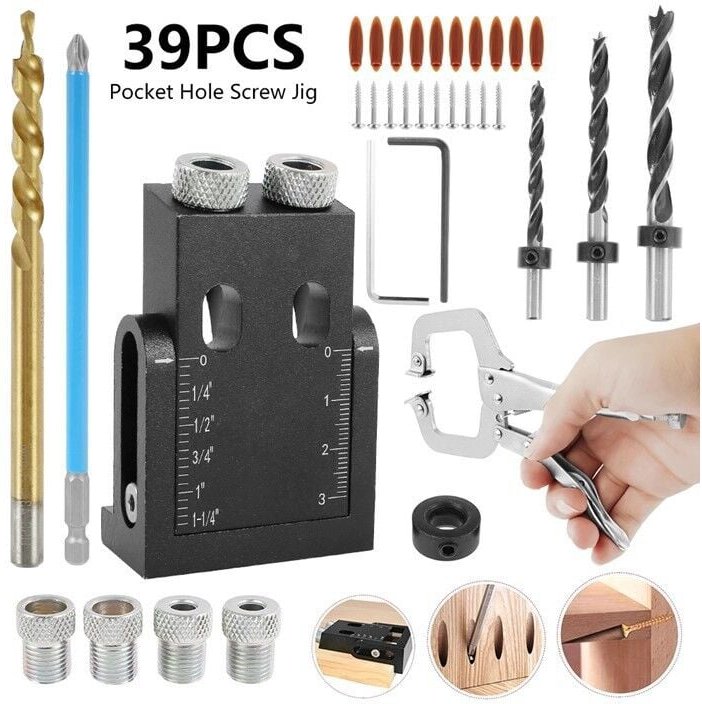 39-teiliges schwarzes 15-Grad-Winkel-Schrägloch-Setzer-Lochsucher für Zimmerei-Lochstanzer, Holzbrett-Verbindungsinstall...