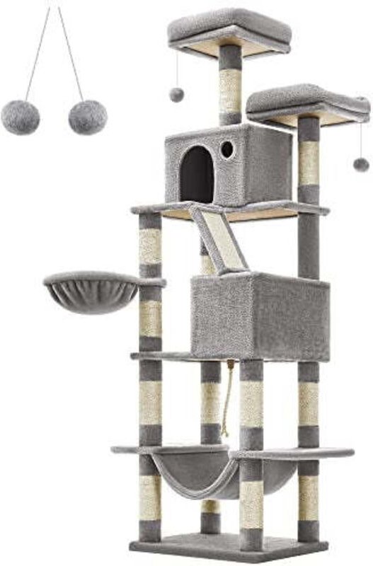 206 cm hoher Kratzbaum mit 5 Ebenen und gemütlichen Sitzstangen