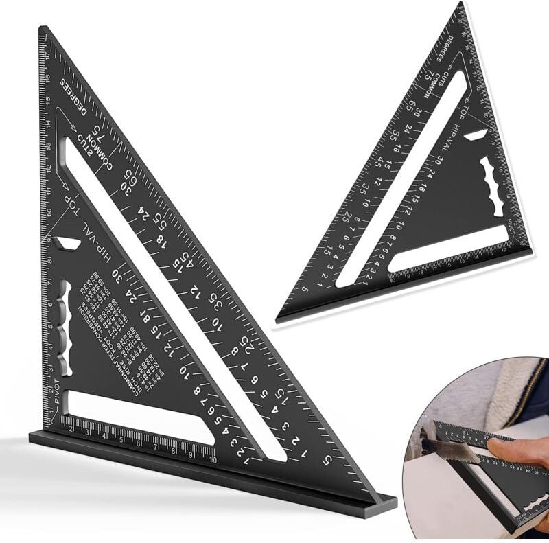 7-Zoll-Zimmermannswinkel, hochpräziser dreieckiger Winkelmesser, Aluminiumdreieck, Zimmermannswinkel, Zimmermannswinkel,...