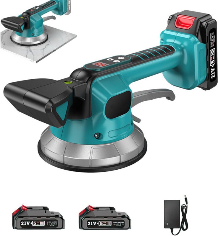 Ej.life - Kabelloser vibrierender Fliesensauger – Nivelliermaschine mit 2 x 1500 mAh Akkus, 145 mm Saugnapf, 10 einstell...