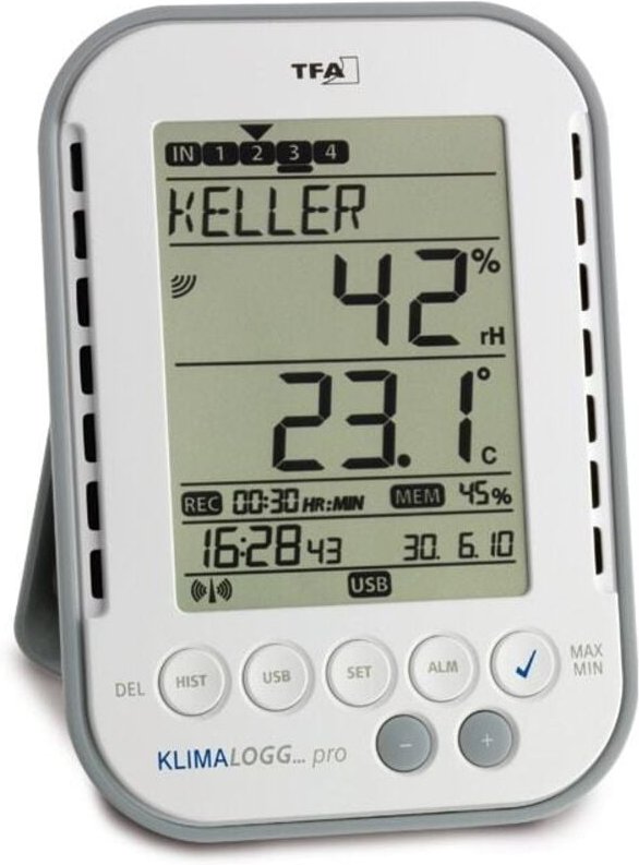 KlimaLogg Pro Luftfeuchtemessgerät (Hygrometer) 1 % rF 99 % rF Datenlogger und Funk-US - Tfa Dostmann
