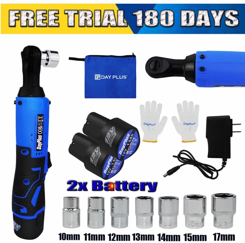 Dayplus - 2x Akku, Akku Schlagschrauber 3.0A Li-Ionen Ratsche Rattle Nut Gun 3/8' Antrieb