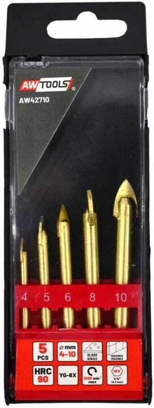 AWTOOLS BOHRERSATZ FÜR GLAS UND KERAMIK 4-10MM 5-tlg.