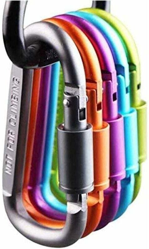 FOREHILL 6er-Pack Aluminium-Karabiner mit D-Ring-Verriegelung für Camping, Reisen, Angeln, Wandern.