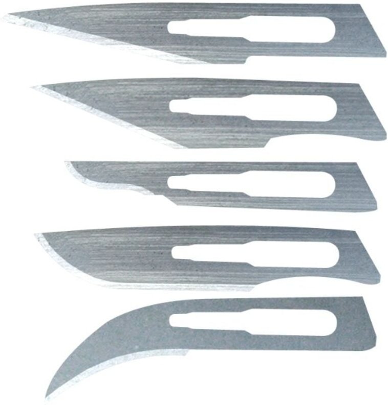 Skalpellklingen (spitz, hakenförmig, abgerundet) Maxicraft