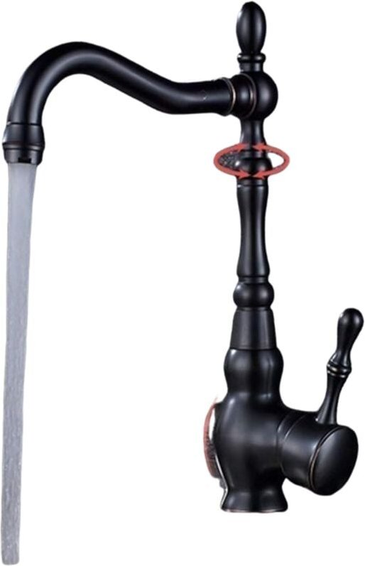 Schwarzer Küchenhahn, 360° schwenkbarer Auslauf, Spültisch-Mischbatterie, Vintage-Küchenarmatur in Schwarz