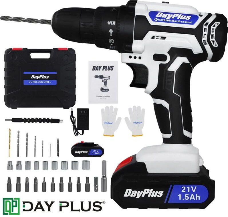 Cordless combi drill kit 21V elektrische batterie Power Schraubendreher Bit Set Werkzeuge