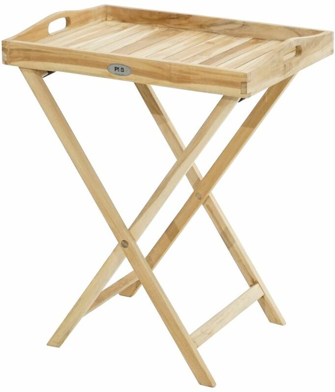 Licht-erlebnisse - Klappbares Tablett Beistelltisch Teakholz Outdoor Garten Terrasse Balkon