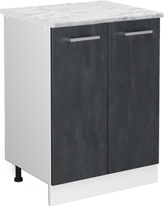 Vicco - Stehender Küchenschrank R-Line, Schwarz Beton, 60 cm ap Marmor
