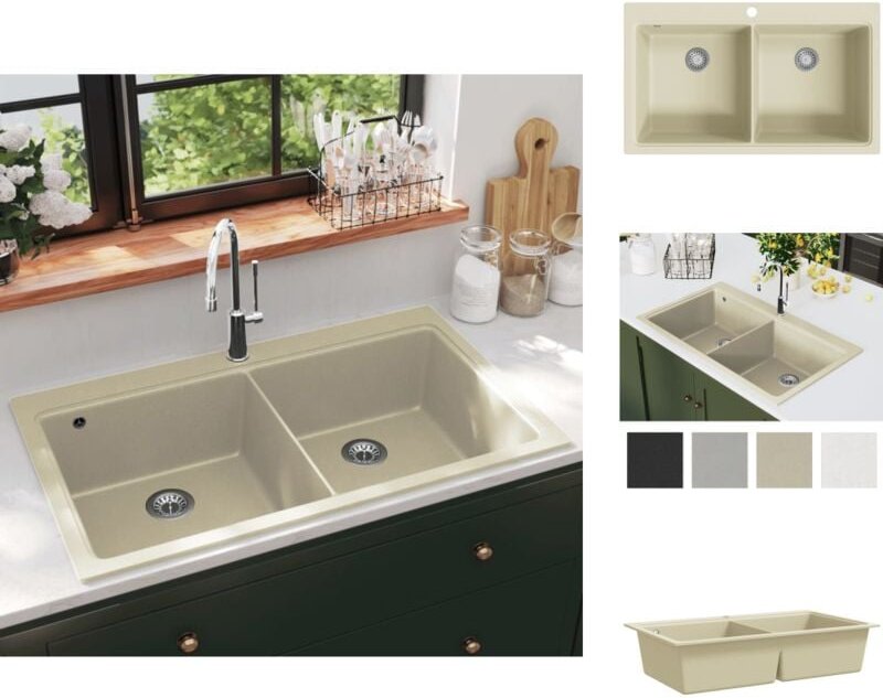 Küchenspülen & Spülbecken - Living Granitspüle Doppelbecken Beige - Beige