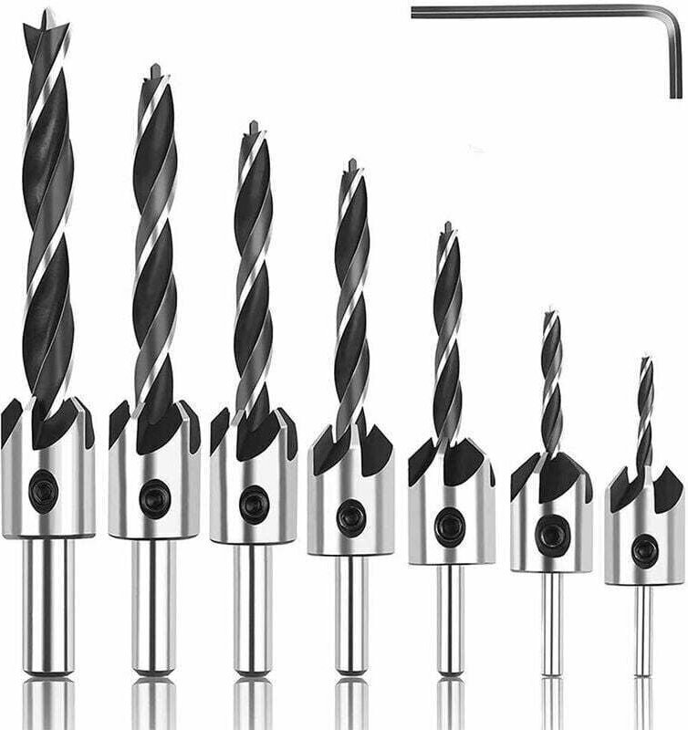 Holzbohrer, Holzbohrer mit Senker, konischer Holzsenker aus HSS-Stahl, Hochgeschwindigkeits-Holzbohrer mit Sechskantschl...