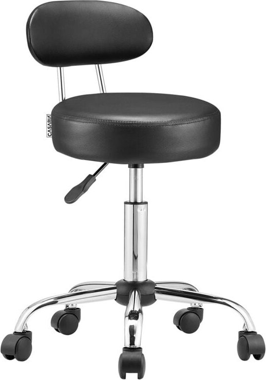 Rollhocker mit Lehne Höhenverstellbar 10cm Polsterung 360°C Drehbar 46-60cm Sitzhöhe Küche Bürohocker Drehhocker Arbeits...