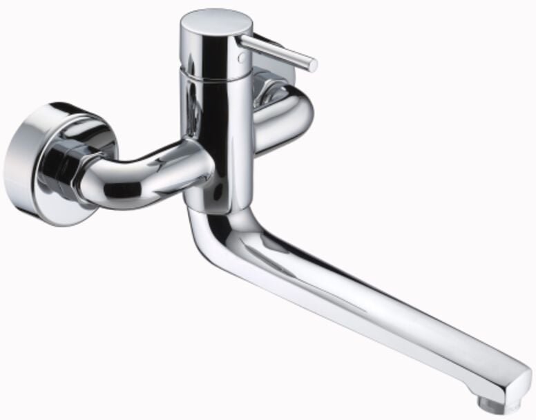 Wandmontierter Spültischmischer mit drehbarem Auslauf aus verchromtem Messing – Eurorama Reno23