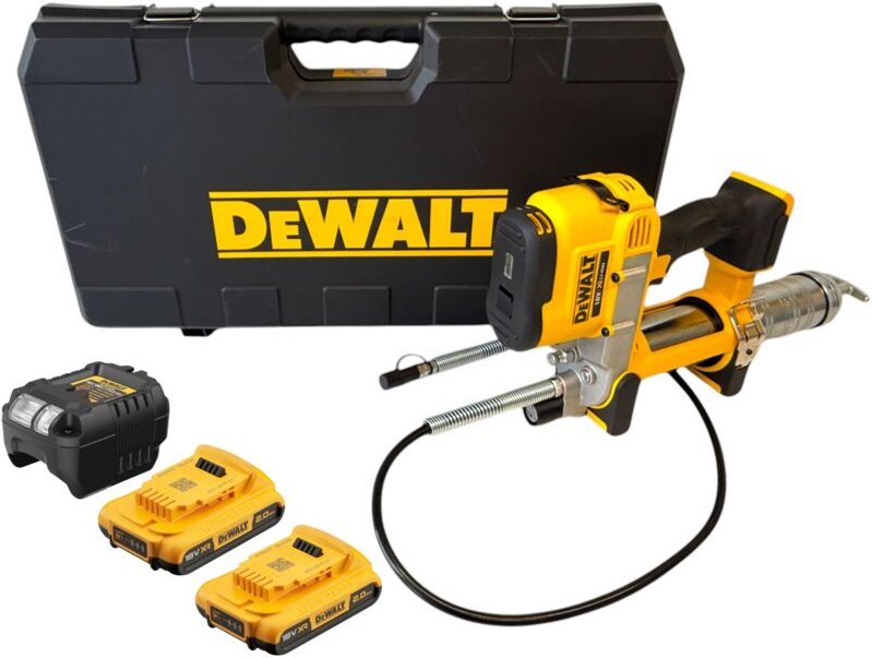 DeWalt DCGG 571 D2K Akku Fettpresse 18 V + 2x Akku 2,0 Ah + Ladegerät