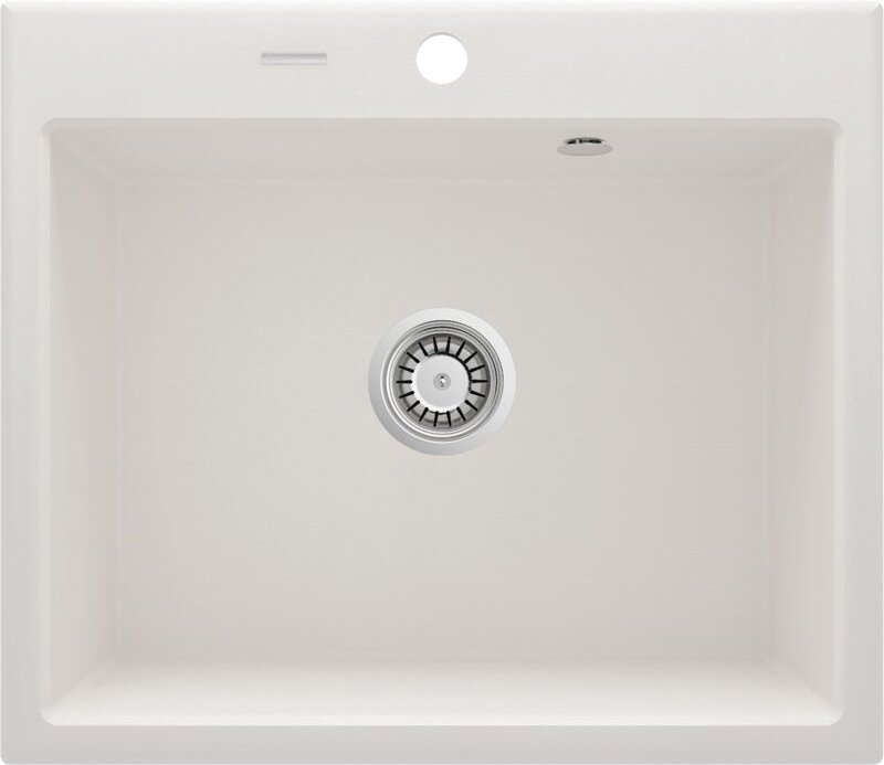 Einzelbecken-Spüle aus weißem Granit, 60 x 52 cm Deante Andante ZQNA103 weiß