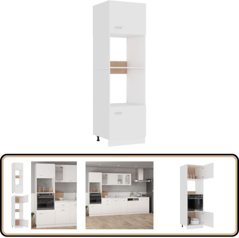 Mikrowellenumbauschrank Weiß 60x57x207 cm Holzwerkstoff - Küchenmöbel - Schranksystem - Holzschrank - Aufbewahrungsregal...