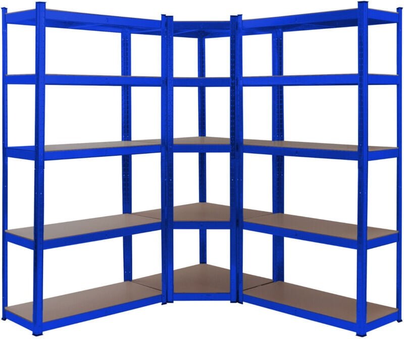 3er Set Schwerlastregal Eckregal Lagerregal Steckregal Kellerregal Regal Blau - Arebos