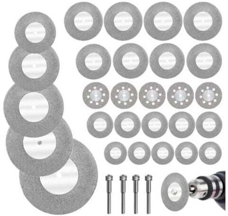XVX 32 Stück Mini-Diamant-Trennscheiben mit 4 Dornen, Mini-Trennscheiben für Glas
