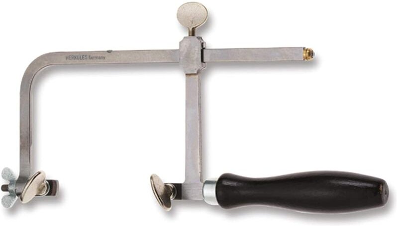 Aougo - Sägebügel mit Klemmschraube – Bügelbreite verstellbar bis 145 mm – Holzgriff – kein Schwenk – auch für goldfords...