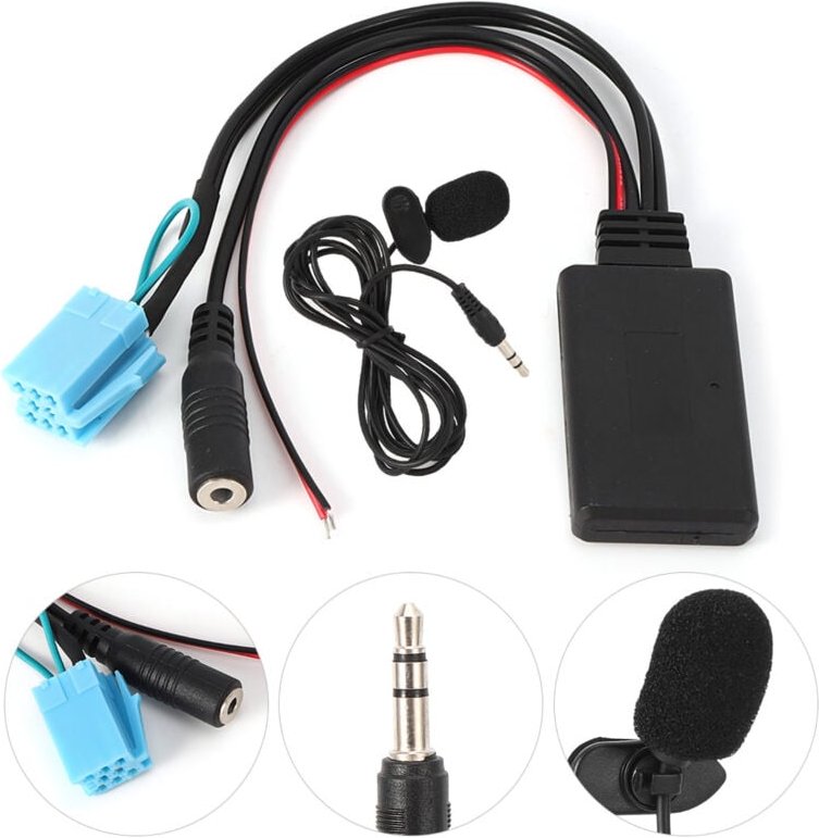 Ej.life - Bluetooth-Adapter, 8-poliger Bluetooth-AUX-IN-Kabeladapter mit Mikrofon, Freisprechfunktion, Ersatz für Smart ...