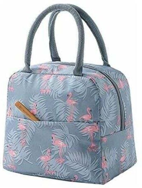 Thumbnail - 1 x leichte Lunchtasche, 6 l, grau mit Flamingo-Muster, kleine isolierte Lunchtasche, für Arbeit, Outdoor-Aktivitäten, S...