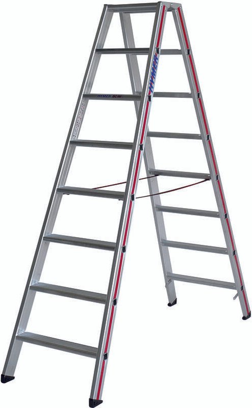 Matisère - Hymer Stufenstehleiter 2x6 Sprossen beidseitig begehbar, verstärkte Stufen
