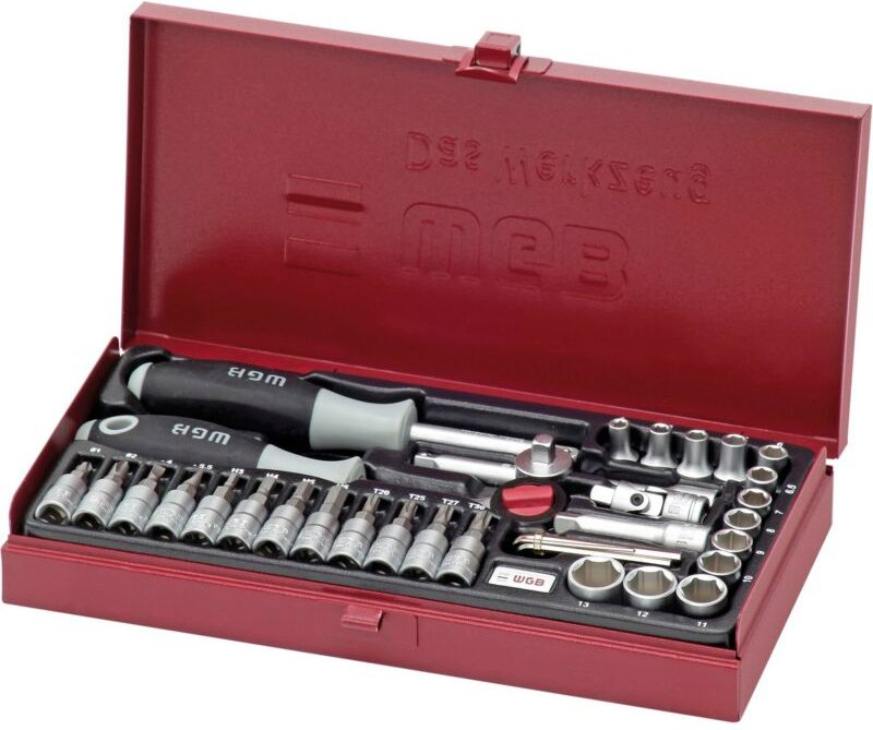 WGB - Steckschlüssel-Satz 1/4' vierkant mit Umschaltknarre 36-teilig