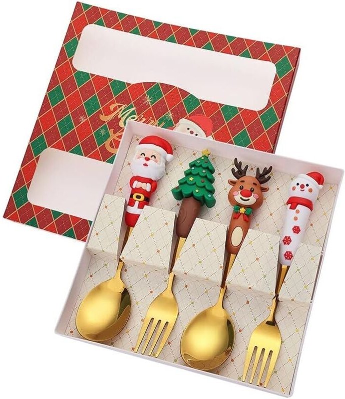 Elegantes Löffel- und Gabel-Set für die Feiertage, Esszimmer, Couding, Weihnachten, 410 Edelstahl, Tisch Varelle, perfek...