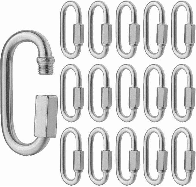 Thumbnail - ZVD-16 PCS M5 Edelstahl Quick Link 304 D-Form Verschlusskarabiner, Mini-Schraubkarabiner für Wandern, Camping, Outdoor- ...