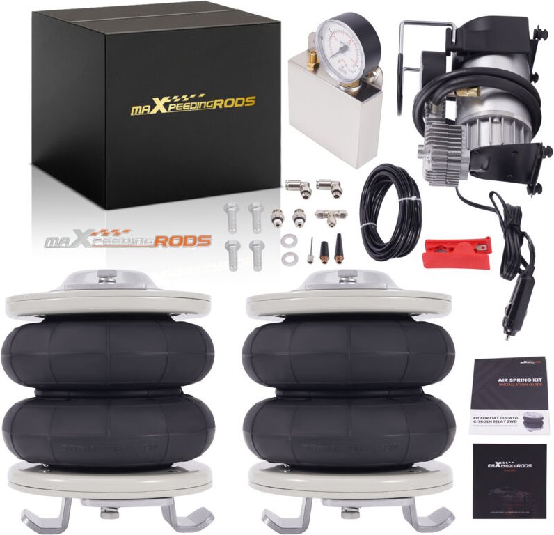 2x Luftfederung Hinten + 12V Kompressor Kit for Fiat Ducato 1994-2024 4000KG