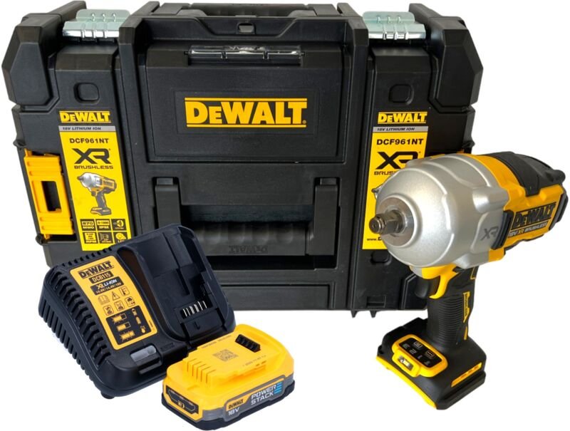 DeWalt DCF 961 E1T Akku Schlagschrauber 18 V 1632 Nm 1/2" Brushless + 1x Powerstack Akku 1,7 Ah + Ladegerät + TSTAK