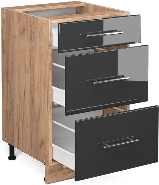 Thumbnail - Vicco - Küchenunterschrank Fame-Line, Anthrazit Hochglanz, 50 cm , ap Anthrazit