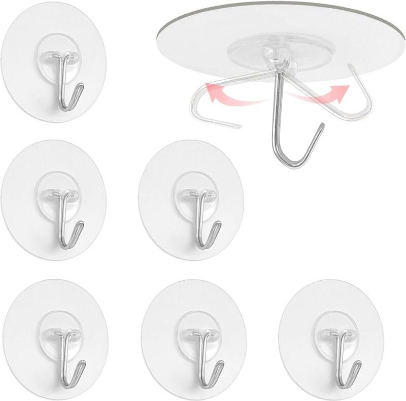 Linghhang - 6 Stück Klebe-Wandhaken, Klebehaken, Wandhaken, wasserfest, Klebehaken, für Küche und Bad, Tür, m