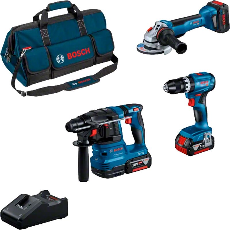 Bosch - Combo Kit 18V (3): gsb 18V-45+GWS 18V-10+GBH 18V-22+2x 5.0Ah+1x 5.5Ah