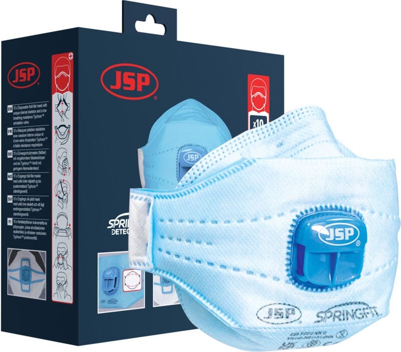 Springfit-Erkennungsmasken mit Ventil Typhoon 429ML - M/L - 10er Pack FFP2