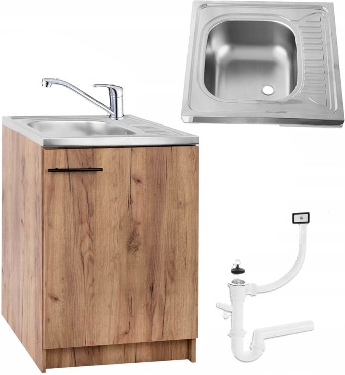 STAMAR Küchenschrank 60 cm - Chêne doré - mit Deante Spüle - Praktisch und Elegant