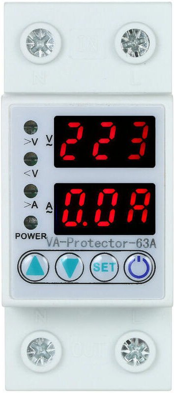 63A einstellbarer Überspannungs- und Unterspannungsstrombegrenzer mit automatischer Rücksetzung und doppelter LED-Anzeig...