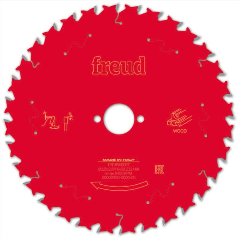 Freud - Sägeblatt für Handkreissäge Ø225 2,6/1,6 AL30 Z32 ba 15° - F03FS09772 -FR18W001T