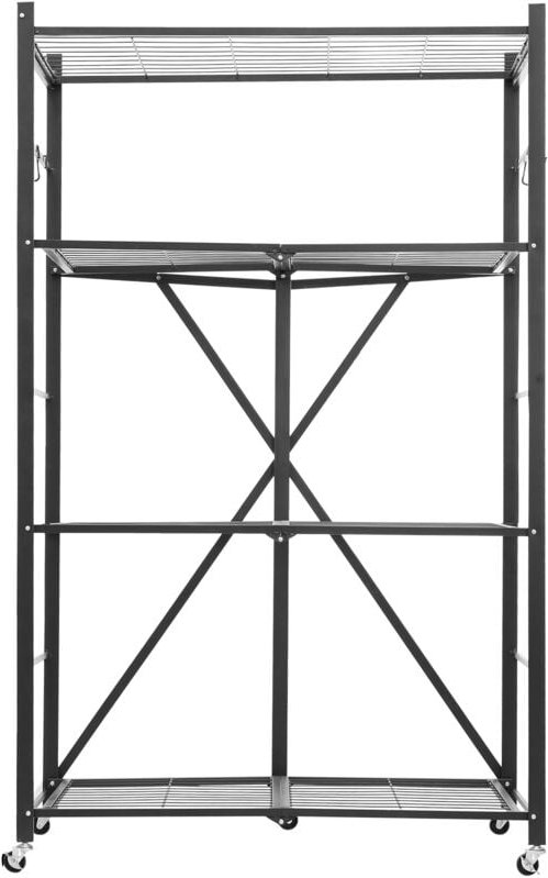 Mophorn 4-stufiges klappbares Regal mit Rollen, 53x91x152 cm, robustes faltbares Regal ohne Montage, freistehendes Haush...