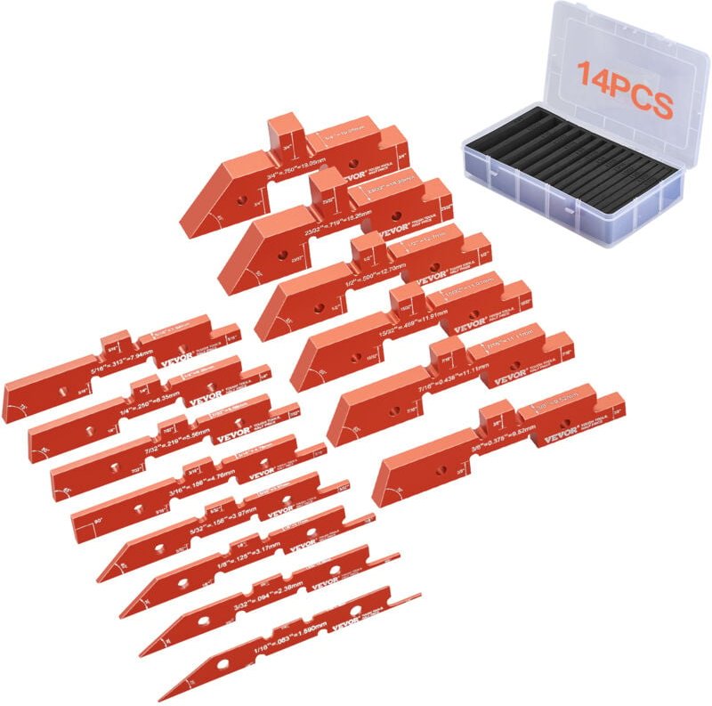 Vevor Oberfräsen-Tisch-Einrichtungsstangen, 14 Stück, Präzisions-Aluminium-Einrichtungsblöcke, Höhenmessgeräte-Set, mit ...
