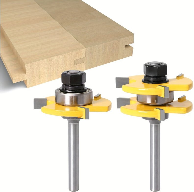 2-teiliges Zapfengelenkmesser, 3-Zahn-Viertelgriff, T-förmiges Zapfengelenk-Vierkantzahn-Boden-Puzzlemesser, Holzbearbei...