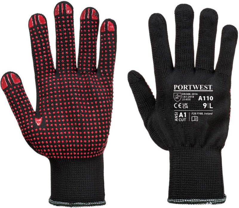 Polka-Punkte PVC-Handschuhe Schwarz L - Größe 9