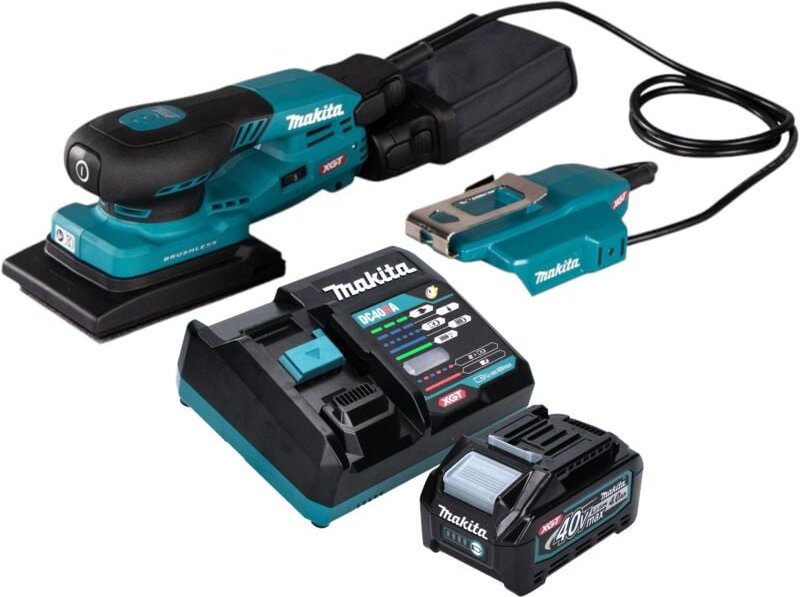 Makita BO 005 CGM101 Akku Schwingschleifer 40 V max. 80 x 130 mm 3,0 mm Hub Brushless + 1x Akku 4,0 Ah + Ladegerät
