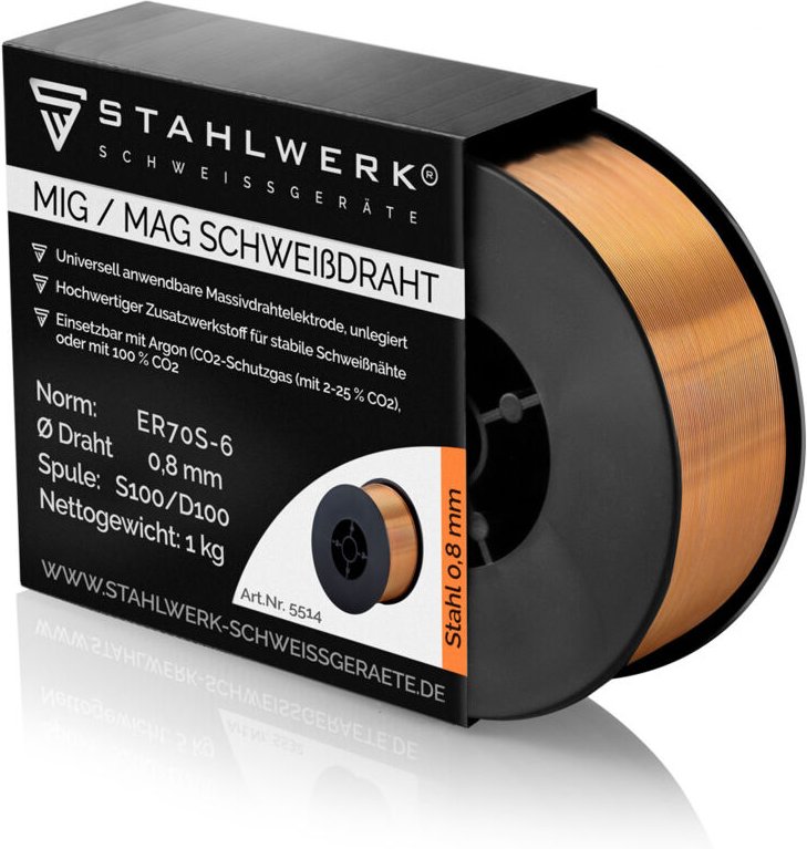 Stahlwerk - mig mag Schweißdraht, 5512, ER70S-6, 0,8 mm, 1 kg