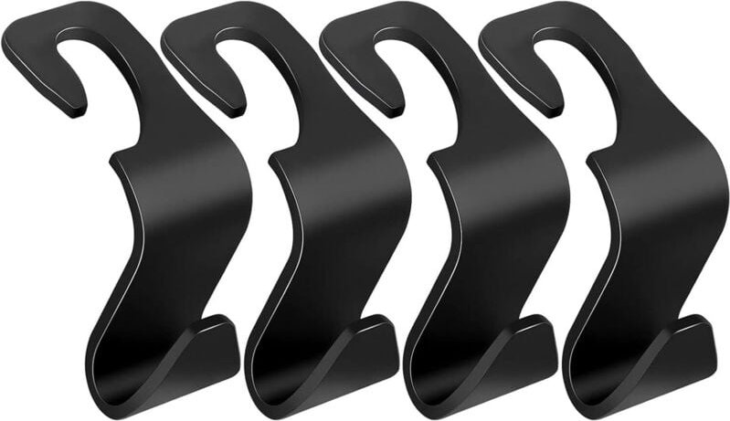 Haken für die Kopfstütze im Auto, 4 Stück, schwarz, Haken für versteckte Autositze, geeignet zum Aufhängen von Taschen, ...