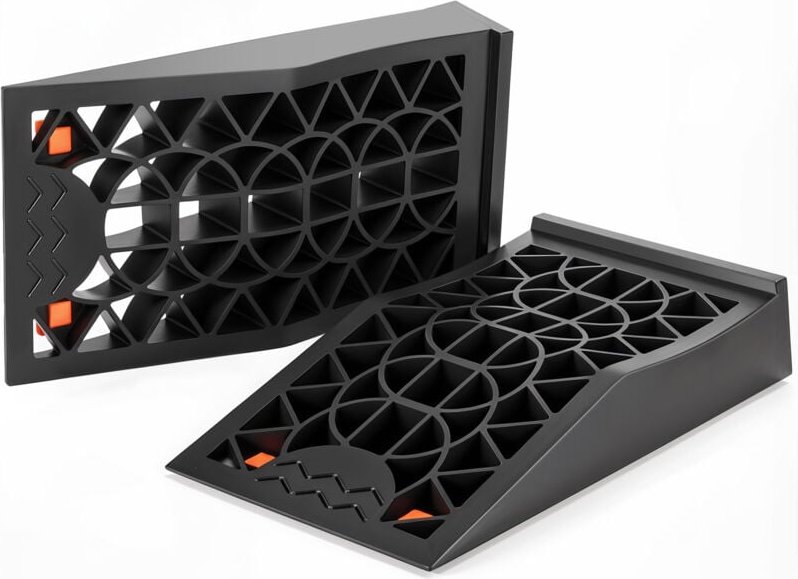 2-teilige Autorampe Garagenrampen Reifenrampe Flachprofil-Auffahrrampen mit 5t Ladekapazität, 8,9cm Hubhöhe, rutschfest