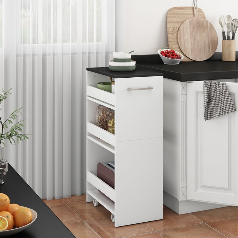 Vicco - Rollregal Rivo, Weiß/Anthrazit, 30 x 84.8 cm