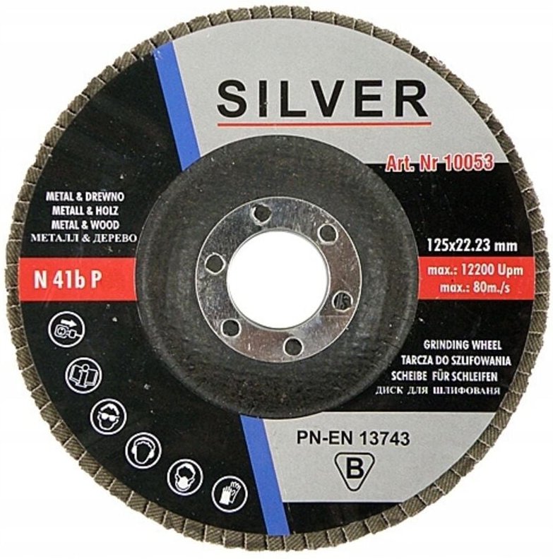 SILBERNE SCHLEIFSCHEIBENKLAPPE 100 gr. 125mm