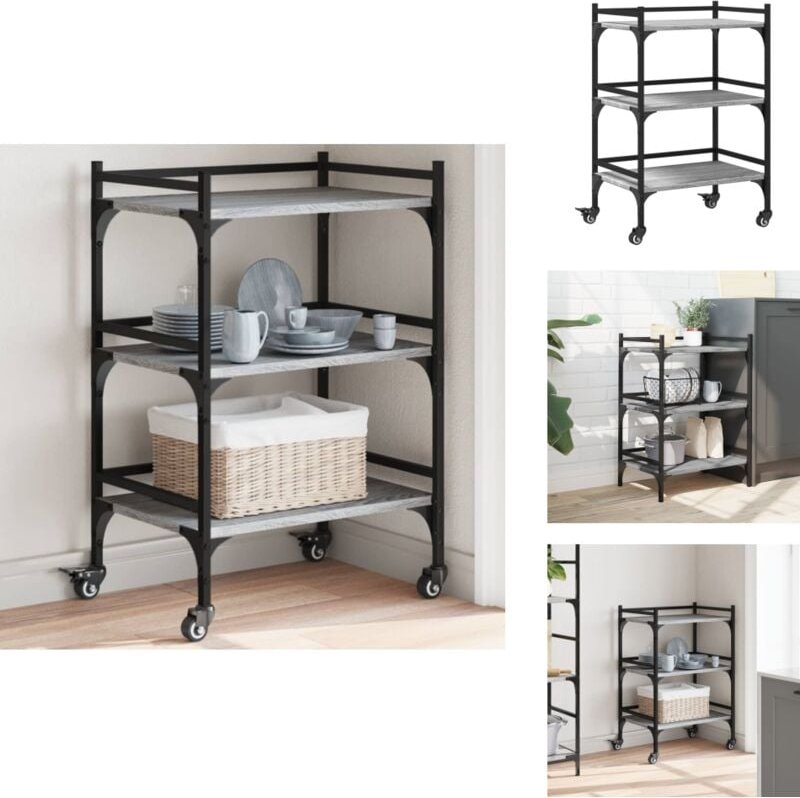 Küchenwagen Grau Sonoma 50x35x75,5 cm Holzwerkstoff - Küchenwagen - Holzwerkstoffmöbel - Retro Küchentisch - Esstisch - ...