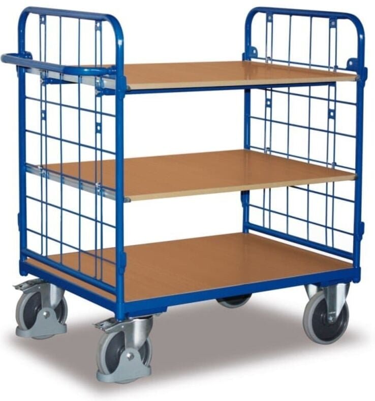 VARIOfit Etagenwagen, niedrig, Stirnwände vergittert mit 3 Etagen 1000x600mm